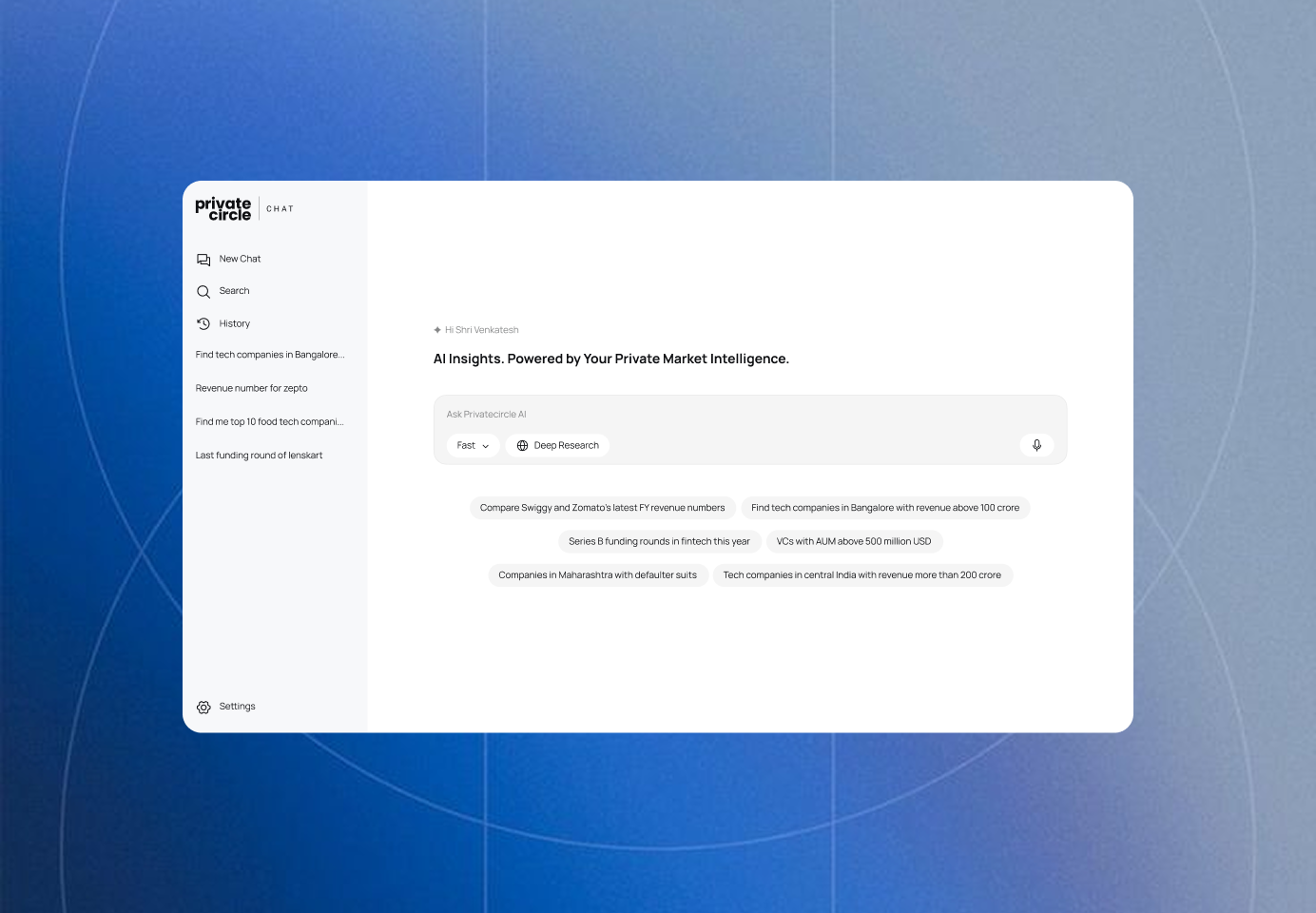 Private Circle CHAT — AI Insights powered by Private Market Intelligence