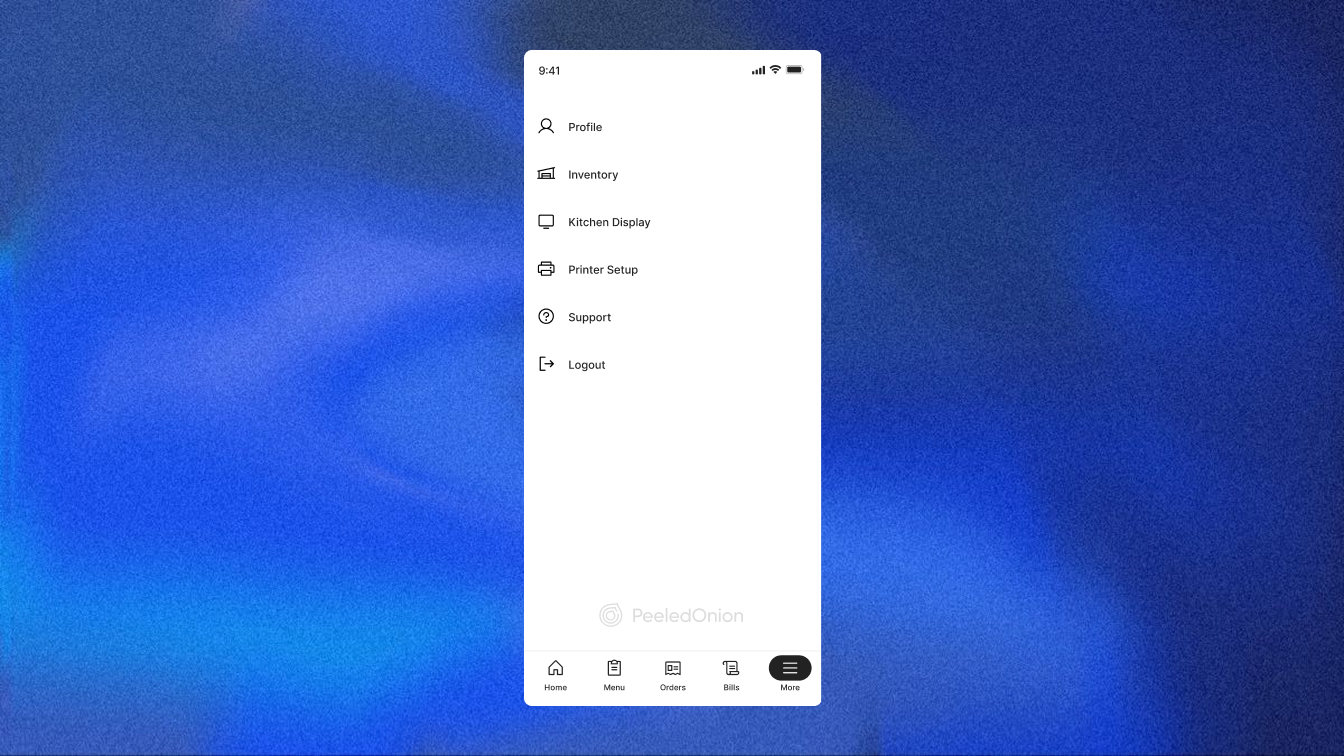 Peeled Onion — Mobile app More menu